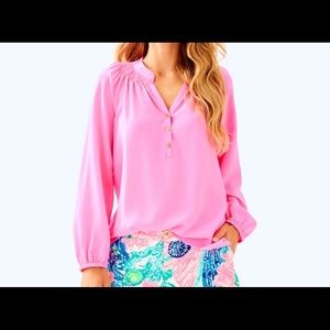 Lilly Pulitzer Elsa Silk Top Sunset Pink